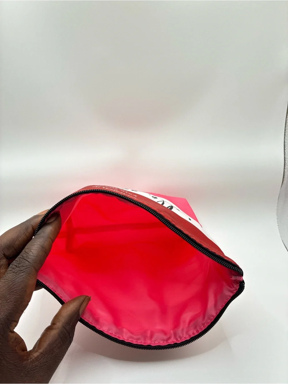 Clinique x kate spade Red Pink White Striped Cosmetic Pouch